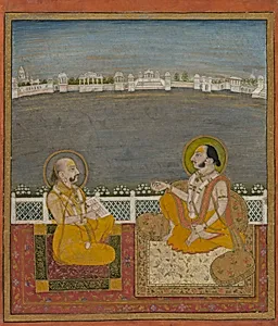 Tilkayat Dauji II Maharaj with a Visitor by Unknown