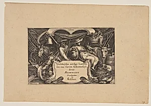 Title-page, from Landscapes (Verscheyden aerdige Lanthuysen...) by Claes Jansz. Visscher