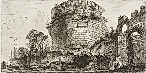 Tomb of Caecilia Metella called Capo di Bove [Ox Head], plate twenty from Some Views of Triumphal Arches and other monuments by Giovanni Battista Piranesi