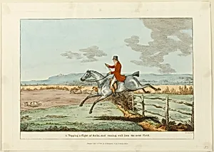 Topping a Flight of Rails, and Coming Well into the Next Field, plate two from Insdispensable Accomplishments