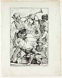 Trompettes, Pages, Esclaves, et Vases que l'on portait pour présent à Mahomet, from Caravanne du Sultan à la Mecque