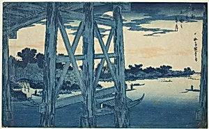 Twilight Moon at the Ryogoku Bridge (Ryogoku no yoizuki), from the series "Famous Views of the Eastern Capital (Toto meisho)" by Utagawa Hiroshige