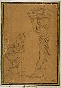 Two Boys Carrying Baskets