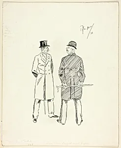 Two Gentlemen with Walking Sticks