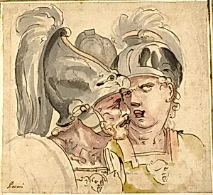 Two Helmeted Soldiers Conversing