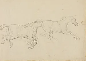 Two Horses Galloping to the Right by Jean Louis André Théodore Géricault
