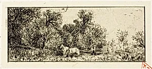 Two Horses in a Wood by Charles Émile Jacque