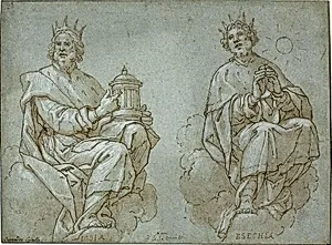 Two Seated Kings of Judah; Josiah and Hezekiah