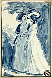 Two Women in Late Eighteenth Century Dress