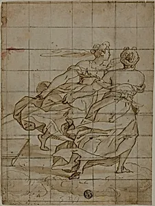 Two Women on Clouds, Pulling a Load