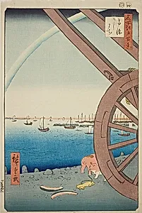 Ushimachi at Takanawa (Takanawa Ushimachi), No.81 from the series "One Hundred Famous Views of Edo (Meisho Edo hyakkei)" by Utagawa Hiroshige