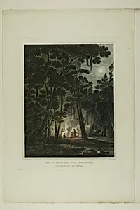View By Moonlight, Near Fayetteville, plate three of the second number of Picturesque Views of American Scenery