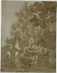 View of Ruined Arches and Tomb in Villa Borghese