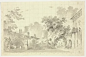 View of the Park at Versailles: Statues and a Fountain