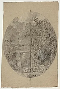 View of the Park at Versailles: Women Bathing Beneath a Bridge