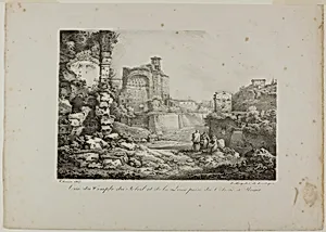 View of the Temple of the Sun and Moon from the Coliseum in Rome