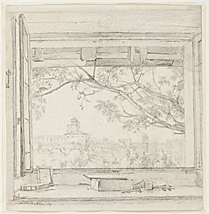 View of the Villa Medici and Sta Trinità dei Monti from Ingres's Studio in the Pavillon San Gaetano, Rome