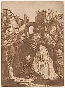 View of Tivoli with the Bridge Over the Anio Waterfall