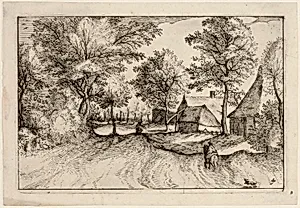 Village Road, plate four after Pictures of Farms, Country Houses and Rustic Villages (Praediorum villarum et rusticarum casularum icones)
