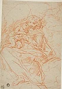 Virgin and Child (recto); Portion of Altarpiece Sketch (verso)