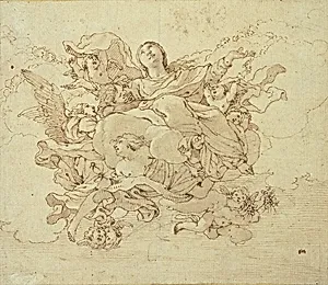 Virgin in Clouds, Supported by Angels