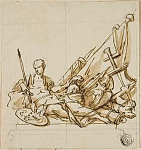 Warrior upon Sarcophagus Accompanied by Trophies: Unexecuted Design for the Monument to the First Duke of Marlborough