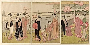Watching the Shellfish Gathering during Low Tide at Shinagawa (Shinagawa shiohigari kenbutsu)