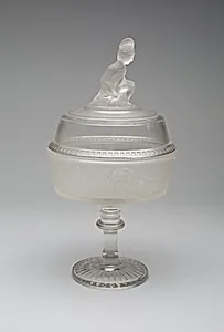 "Westward Ho!/Pioneer" pattern covered compote on pedestal