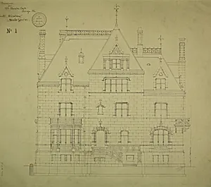 William Borden Residence, Chicago, Illinois, East Elevation by Richard Morris Hunt