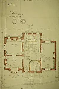 William Borden Residence, Chicago, Illinois, First Floor Plan by Richard Morris Hunt