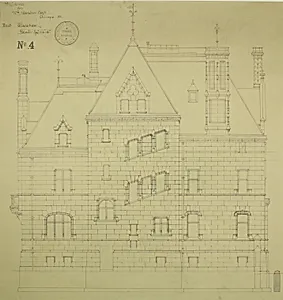 William Borden Residence, Chicago, Illinois, West Elevation by Richard Morris Hunt