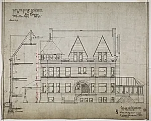 William Bunge House, Chicago, Illinois, Front Elevation by Treat & Foltz