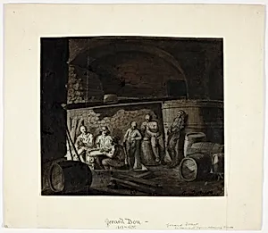 Wine Cellar with Men Playing Cards
