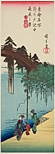 Wisteria in Full Bloom over the Pond at Kameido Shrine (Kameido ike chu fujibana no sakari), from the series "Famous Places in the Eastern Capital (Toto meisho)" by Utagawa Hiroshige