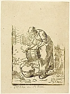 Woman Filling Water-Cans