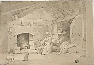 Woman in a Rustic Interior