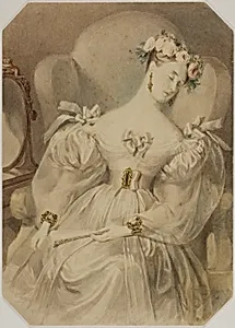 Woman in Evening Dress Asleep in Armchair