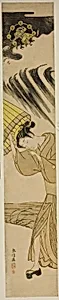 Woman Opening Umbrella as Thunder Approaches by Suzuki Harunobu