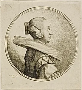 Woman with Circular Lace Ruff in Profile to Right by Wenceslaus Hollar