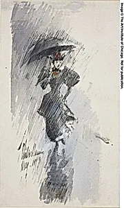 Woman with Umbrella by Childe Hassam