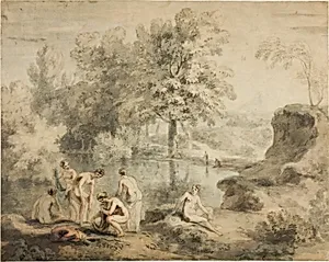 Women Drying Selves by Pond