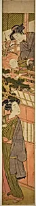 Women Holding Boy who is Reaching Out to Young Man Below by Kitao Shigemasa