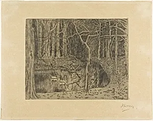 Woodland with a Pond and Swans
