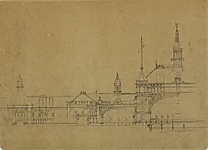 World's Columbian Exposition Buildings, Chicago, Illinois, Elevation Sketch