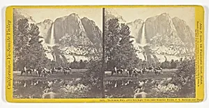 Yo-Semite Fall, (2634 feet high) from near Sentinel House, P. T. Barnum and Party, No. 1220 from the series "California -- Yo-Semite Valley"