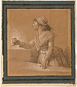 Young Woman at a Table Holding a Cup