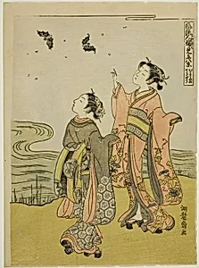 Young Woman in the Glow of Sunset (Musume no sekisho), from the series "Eight Views of Fashionable Human Relations (Furyu jinrin mitate hakkei)" by Isoda Koryusai