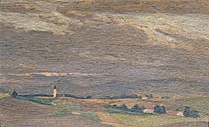 Abendlandschaft mit Kirchturm