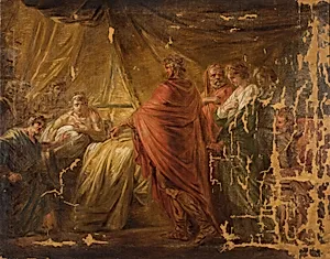 Agamemnon bringt Briseis in das Zelt des Achilles zurück