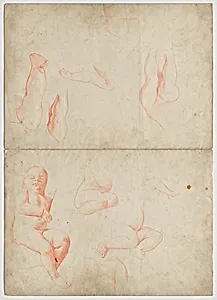 Aktstudien von Kleinkindern (verso Armstudien von Erwachsenen) by Franz von Matsch